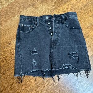 Levi's Black Mini Skirt Distressed Frayed Hem